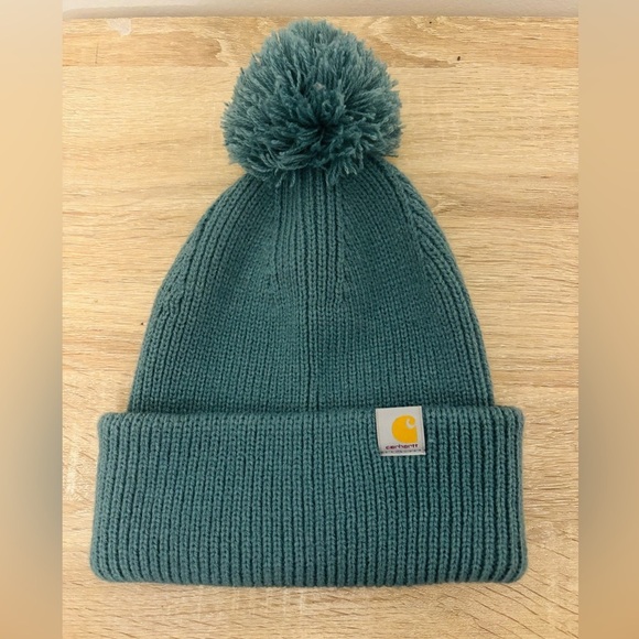 Carhartt Green Knit Pom Pom Cuffed Beanie Hat NWT - Picture 6 of 7